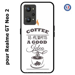Coque pour Realme GT Neo 2 Coffee is always a good idea - fond blanc