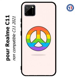 Coque pour Realme C11 Peace and Love LGBT - couleur arc en ciel