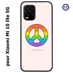 Coque pour Xiaomi Mi 10 lite 5G Peace and Love LGBT - couleur arc en ciel