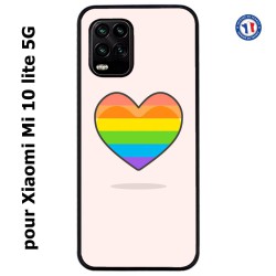 Coque pour Xiaomi Mi 10 lite 5G Rainbow hearth LGBT - couleur arc en ciel Coeur LGBT