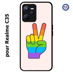 Coque pour Realme C35 Rainbow Peace LGBT - couleur arc en ciel Main Victoire Paix LGBT