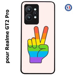 Coque pour Realme GT2 Pro Rainbow Peace LGBT - couleur arc en ciel Main Victoire Paix LGBT
