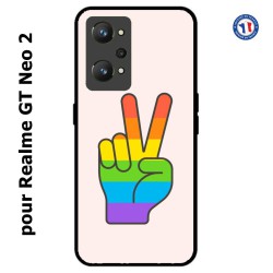 Coque pour Realme GT Neo 2 Rainbow Peace LGBT - couleur arc en ciel Main Victoire Paix LGBT