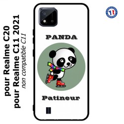 Coque pour Realme C20 et C11 2021 Panda patineur patineuse - sport patinage