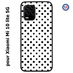 Coque pour Xiaomi Mi 10 lite 5G motif géométrique pattern noir et blanc - ronds noirs