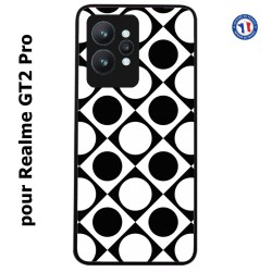 Coque pour Realme GT2 Pro motif géométrique pattern noir et blanc - ronds et carrés