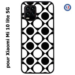 Coque pour Xiaomi Mi 10 lite 5G motif géométrique pattern noir et blanc - ronds et carrés