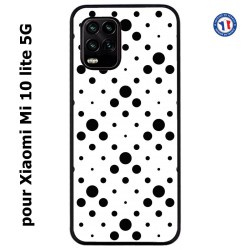 Coque pour Xiaomi Mi 10 lite 5G motif géométrique pattern noir et blanc - ronds noirs sur fond blanc