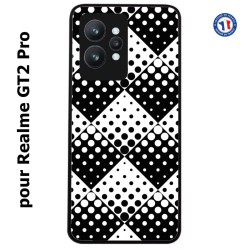 Coque pour Realme GT2 Pro motif géométrique pattern noir et blanc - ronds carrés noirs blancs