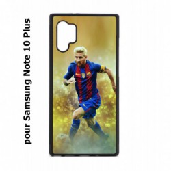 Coque noire pour Samsung Galaxy Note 10 Plus Lionel Messi FC Barcelone Foot fond jaune