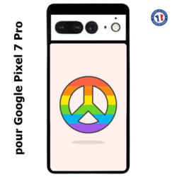 Coque pour Google Pixel 7 Pro Peace and Love LGBT - couleur arc en ciel