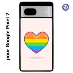 Coque pour Google Pixel 7 Rainbow hearth LGBT - couleur arc en ciel Coeur LGBT