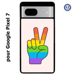 Coque pour Google Pixel 7 Rainbow Peace LGBT - couleur arc en ciel Main Victoire Paix LGBT