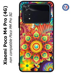 Coque pour Xiaomi Poco M4 Pro (4G) Background mandala motif bleu coloré