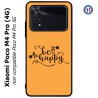 Coque pour Xiaomi Poco M4 Pro (4G) Be Happy sur fond orange - Soyez heureux - Sois heureuse - citation