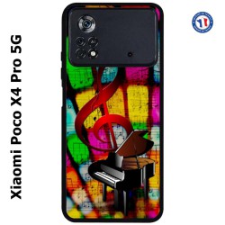 Coque pour Xiaomi Poco X4 Pro 5G clé de sol piano - solfège - musique