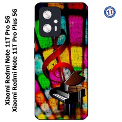 Coque pour Xiaomi Redmi Note 11T PRO / 11T PRO PLUS clé de sol piano - solfège - musique
