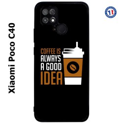 Coque pour Xiaomi Poco C40 Coffee is always a good idea - fond noir