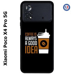 Coque pour Xiaomi Poco X4 Pro 5G Coffee is always a good idea - fond noir