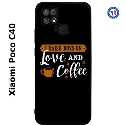 Coque pour Xiaomi Poco C40 I raise boys on Love and Coffee - coque café