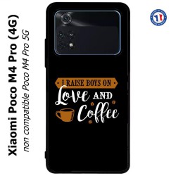 Coque pour Xiaomi Poco M4 Pro (4G) I raise boys on Love and Coffee - coque café