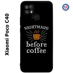 Coque pour Xiaomi Poco C40 Nightmare before Coffee - coque café