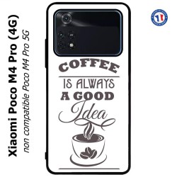 Coque pour Xiaomi Poco M4 Pro (4G) Coffee is always a good idea - fond blanc