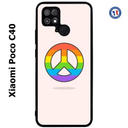 Coque pour Xiaomi Poco C40 Peace and Love LGBT - couleur arc en ciel