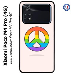 Coque pour Xiaomi Poco M4 Pro (4G) Peace and Love LGBT - couleur arc en ciel