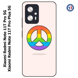 Coque pour Xiaomi Redmi Note 11T PRO / 11T PRO PLUS Peace and Love LGBT - couleur arc en ciel