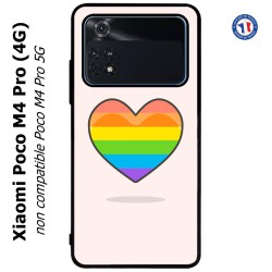 Coque pour Xiaomi Poco M4 Pro (4G) Rainbow hearth LGBT - couleur arc en ciel Coeur LGBT