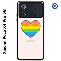 Coque pour Xiaomi Poco X4 Pro 5G Rainbow hearth LGBT - couleur arc en ciel Coeur LGBT