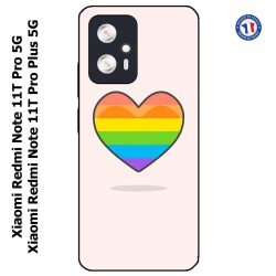 Coque pour Xiaomi Redmi Note 11T PRO / 11T PRO PLUS Rainbow hearth LGBT - couleur arc en ciel Coeur LGBT