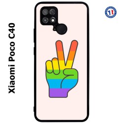 Coque pour Xiaomi Poco C40 Rainbow Peace LGBT - couleur arc en ciel Main Victoire Paix LGBT