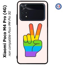 Coque pour Xiaomi Poco M4 Pro (4G) Rainbow Peace LGBT - couleur arc en ciel Main Victoire Paix LGBT