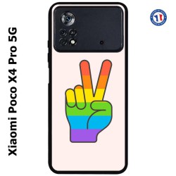 Coque pour Xiaomi Poco X4 Pro 5G Rainbow Peace LGBT - couleur arc en ciel Main Victoire Paix LGBT
