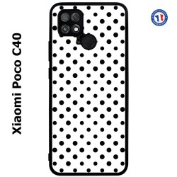 Coque pour Xiaomi Poco C40 motif géométrique pattern noir et blanc - ronds noirs