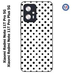 Coque pour Xiaomi Redmi Note 11T PRO / 11T PRO PLUS motif géométrique pattern noir et blanc - ronds noirs
