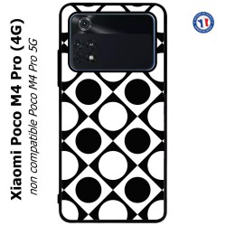 Coque pour Xiaomi Poco M4 Pro (4G) motif géométrique pattern noir et blanc - ronds et carrés
