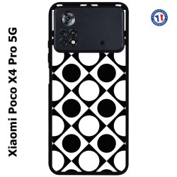 Coque pour Xiaomi Poco X4 Pro 5G motif géométrique pattern noir et blanc - ronds et carrés