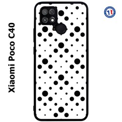 Coque pour Xiaomi Poco C40 motif géométrique pattern noir et blanc - ronds noirs sur fond blanc