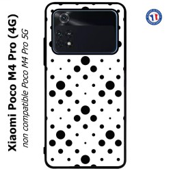 Coque pour Xiaomi Poco M4 Pro (4G) motif géométrique pattern noir et blanc - ronds noirs sur fond blanc