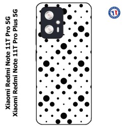 Coque pour Xiaomi Redmi Note 11T PRO / 11T PRO PLUS motif géométrique pattern noir et blanc - ronds noirs sur fond blanc