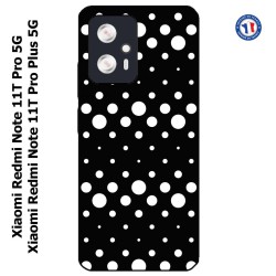 Coque pour Xiaomi Redmi Note 11T PRO / 11T PRO PLUS motif géométrique pattern N et B ronds noir sur blanc