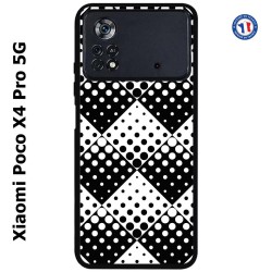 Coque pour Xiaomi Poco X4 Pro 5G motif géométrique pattern noir et blanc - ronds carrés noirs blancs