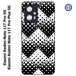 Coque pour Xiaomi Redmi Note 11T PRO / 11T PRO PLUS motif géométrique pattern noir et blanc - ronds carrés noirs blancs