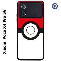 Coque pour Xiaomi Poco X4 Pro 5G rond noir sur fond rouge et blanc
