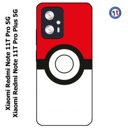 Coque pour Xiaomi Redmi Note 11T PRO / 11T PRO PLUS rond noir sur fond rouge et blanc
