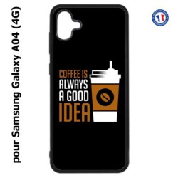 Coque pour Samsung Galaxy A04 (4G) - Coffee is always a good idea - fond noir