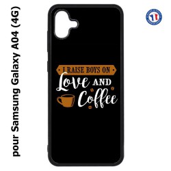 Coque pour Samsung Galaxy A04 (4G) - I raise boys on Love and Coffee - coque café